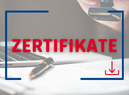 Bildkomposition mit Stempel und Hand als Symbol für den Download